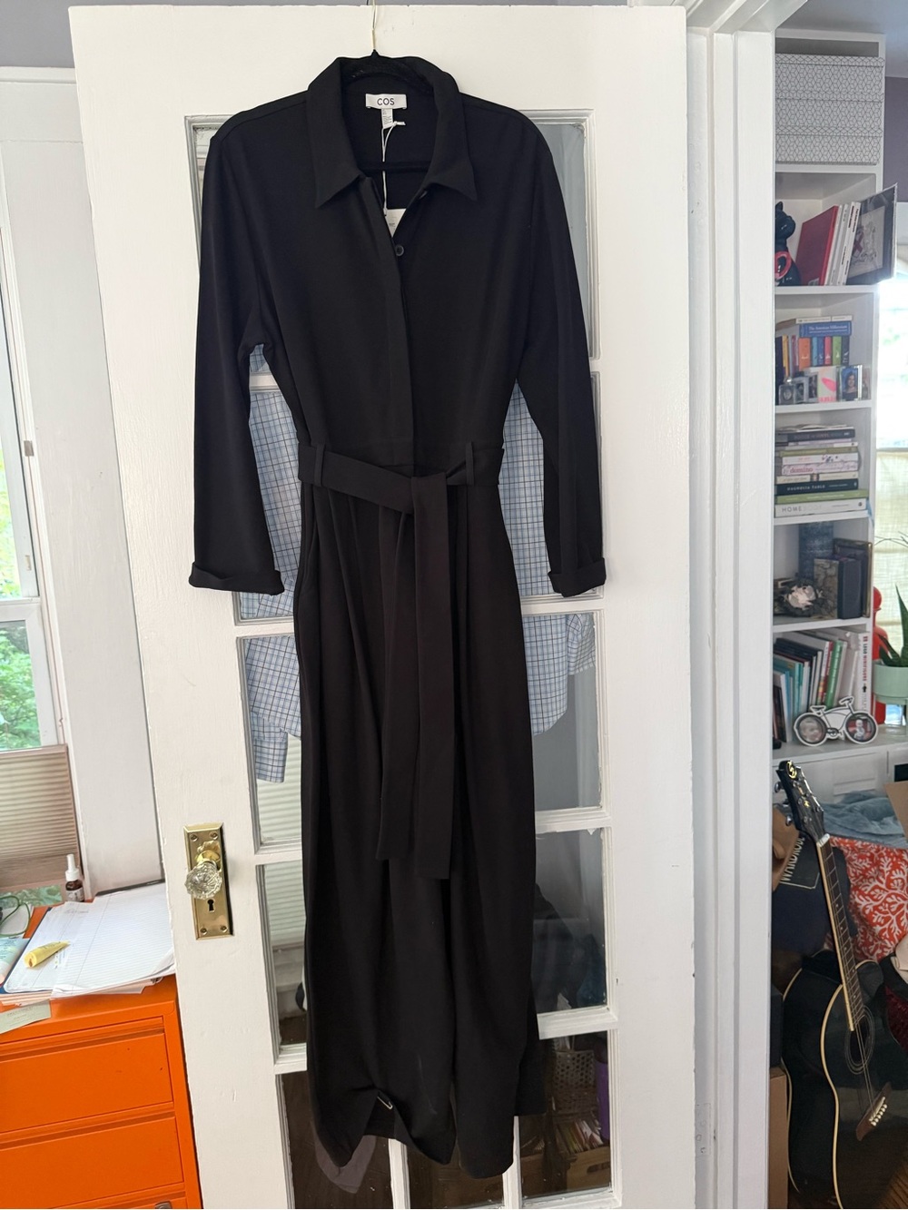 COS Black Long Sleeve Belted Jumpsuit Label View - Picture 5 of 5